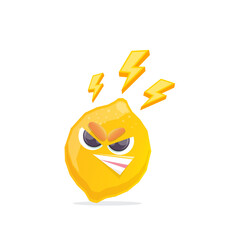 vector funny cartoon lemon character isolated on white background. funky smiling summer yellow lemon citrus fruit character