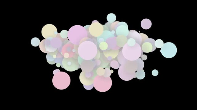 Abstract background, beautiful multi-colored circles in flat style. Particles increase and decrease