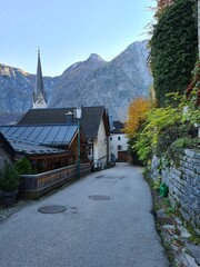 The village of Hallstatt, Austria, in the Alps