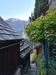 The village of Hallstatt, Austria, in the Alps