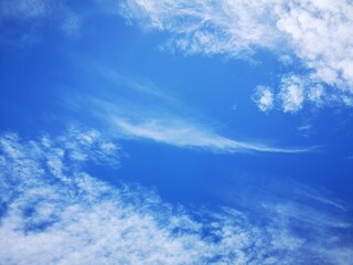 Naklejka na ściany i meble cielo azul con nubes blancas en otoño 