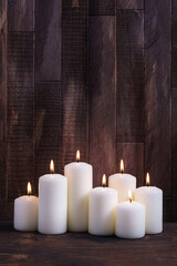 New Year background burning candles wiht copy space