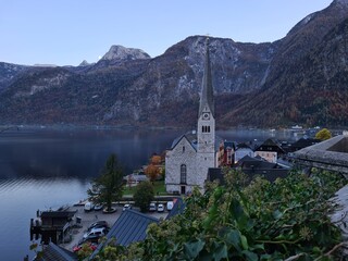 Fototapeta premium Austria Alps landscape, Hallstatt at night.