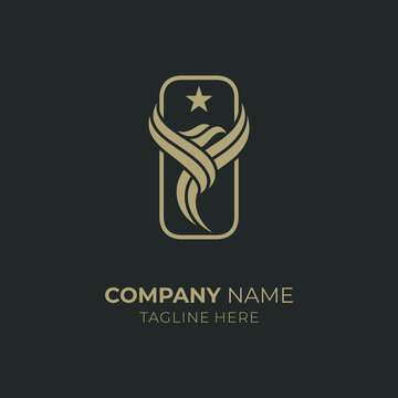 Luxury eagle minimalist line frame badge logo design