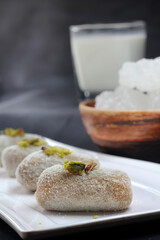 Milk peda/mawa ped or khoya peda is Indian traditional sweet made from milk ti celebrate festivals like Diwali.
