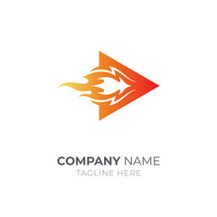 Fire media play logo. Fast arrow logo  vector