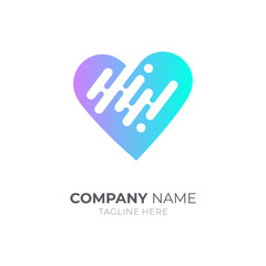 Obraz premium Love music logo. Sound wave logo design