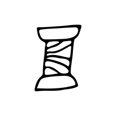 Sewing thread doodle icon in vector. Hand drawn sewing thread icon in vector. Doodle illustration of sewing thread