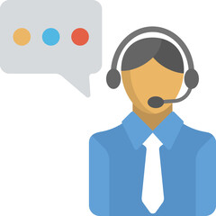 
Flat icon of an operator performing customer care job
