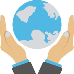 
Flat icon of two hands and an earth in the middle 
