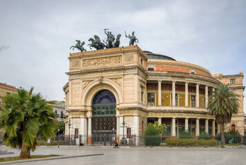 Fototapeta na wymiar Palermo Politeama Theatre in Sicily, Italy