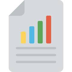 
A flat icon of a paper on which graph and pie chart are made
