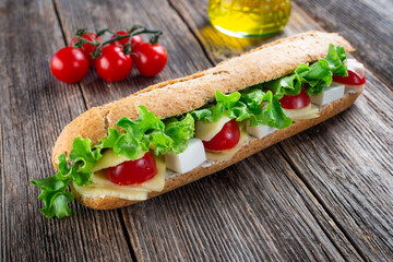sandwich with mozzarella and tomato
