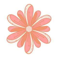 Vector design element flower on white isolated. Pink chamomile for logo, stickers, postcards design for March 8, flower packaging, printing on fabric, paper, dishes