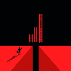 Business concept. Search for opportunities and overcome the path in development. Minimalist design. Vector