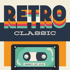 poster retro style with cassette music
