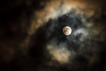 moon sky with clouds, full moon, czech republic © Roman