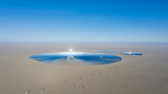 Molten Salt Tower Solar Thermal Power Station Panorama