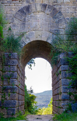 Ruins of the ancient city of Velia with the sea in the background, near Ascea, Cilento, Campania,...