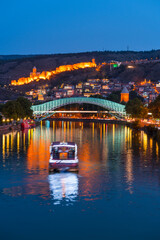Narikala or Old Fortress of Tbilisi, The Bridge of Peace, Kura River, Tbilisi City, Georgia, Middle East