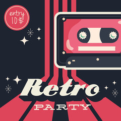 retro style poster with cassette and entrance price