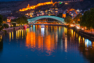 Narikala or Old Fortress of Tbilisi, The Bridge of Peace, Kura River, Tbilisi City, Georgia, Middle East © JUAN CARLOS MUNOZ