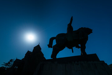 King Vakhtang statue, Metekhi cliff, Tbilisi City, Georgia, Middle East