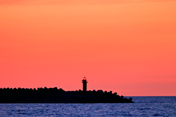 鯵ヶ沢　日没,残照