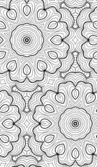 Doodle background. Seamless pattern with floral doodle elements. Black and white decorative elements.