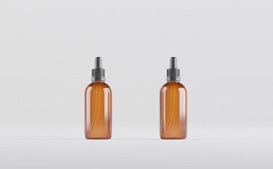 Amber Dropper Bottles Mockup 3D Illustration