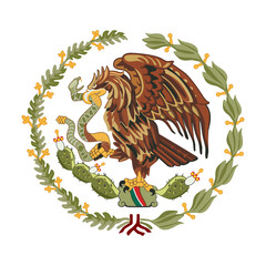Mexico coat of arms, seal or national emblem, isolated on white background