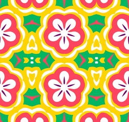 Ethnic floral seamless pattern. Abstract vintage pattern with decorative flowers.