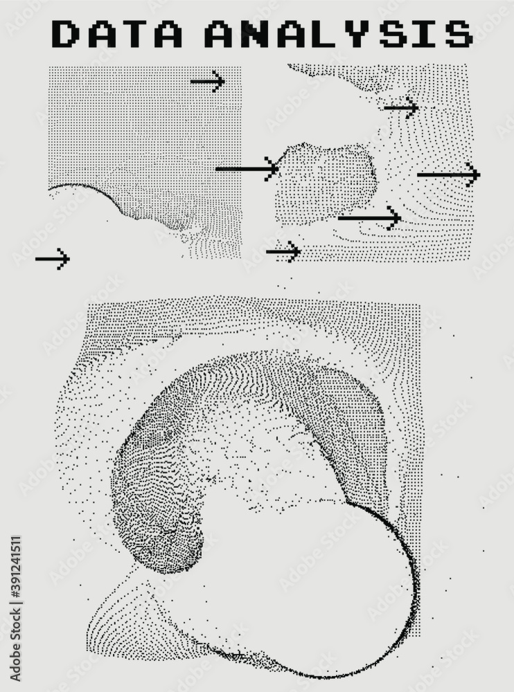 Aufkleber Abstract data visualization. Concept of information analysis and complex computations.