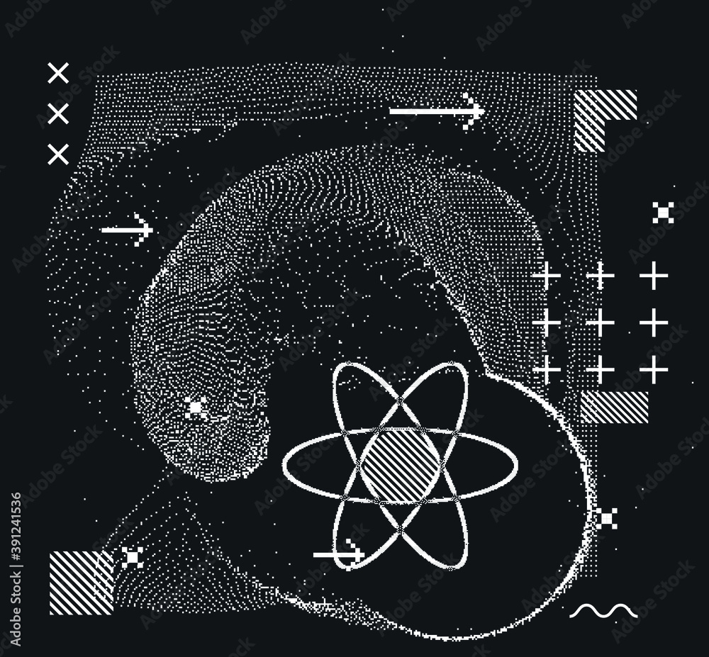 Poster Abstract visualization of Quantum mechanics concept, Information analysis and complex computations.