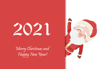 2021 New Year and Christmas illustration with Santa Claus. 2021 Christmas poster.