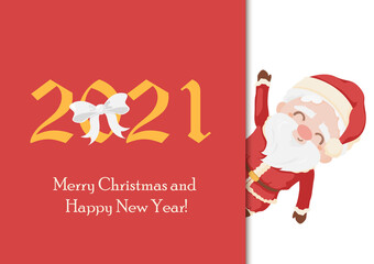 2021 New Year and Christmas illustration with Santa Claus. 2021 Christmas poster.