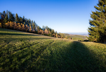 Autumn in the mountains - meadows and forests in colorful colors