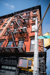 Typical building in New York City, History of the city, tourism in the USA, Hipster places, sun in downtown area 