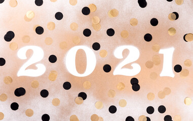 New Year Flat Lay composition Shining Holiday card