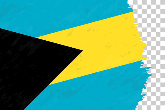 Horizontal Abstract Grunge Brushed Flag of The Bahamas on Transparent Grid.