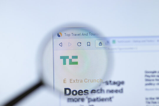 New York, USA - 26 October 2020: TechCrunch company website with logo close up, Illustrative Editorial