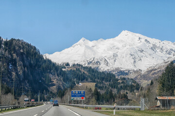 Driving in the Swiss Alps