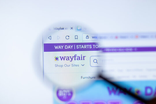 New York, USA - 29 September 2020: Wayfair wayfair.com company website with logo close up, Illustrative Editorial