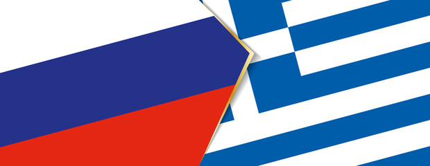 Russia and Greece flags, two vector flags.