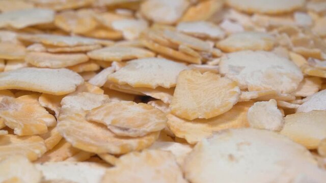 Pea flakes close-up. Fast-cooked pea porridge.
