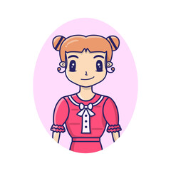 Cute Girl Potrait, Avatar funy smile girl Illustration