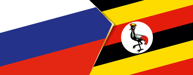 Russia and Uganda flags, two vector flags.