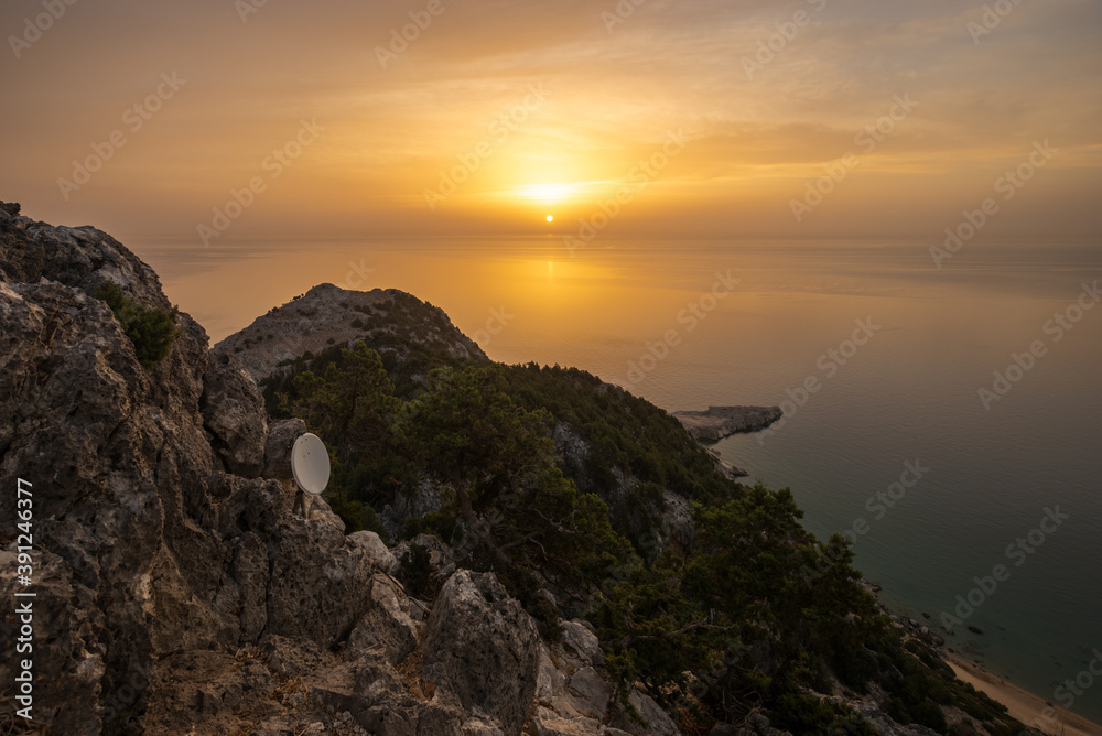 Wall mural rhodes island landscape at sunrise