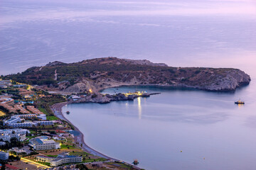 View of the Rhodes coast from Tsambika Monastery, Rhodos, Greece