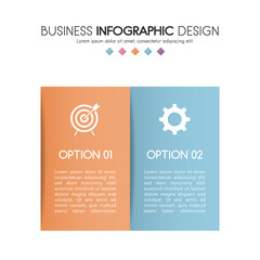 Infographic template with 2 steps. Simple diagram. Vector